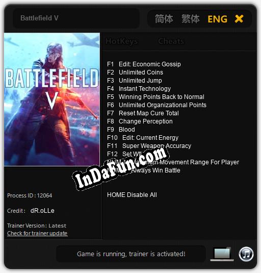 Battlefield V: Trainer +14 [v1.1]