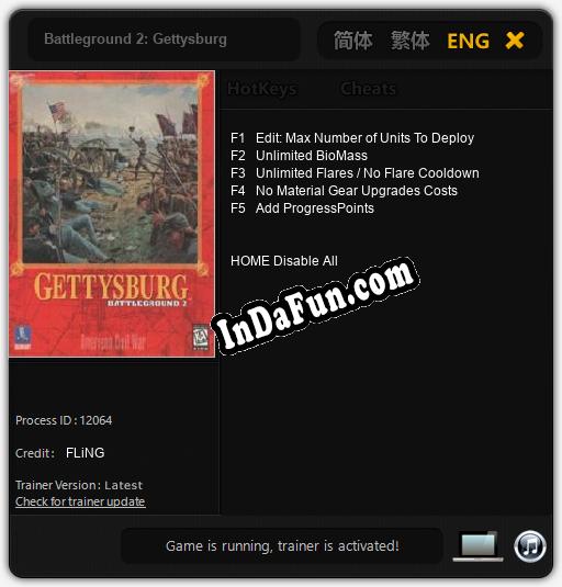 Battleground 2: Gettysburg: TRAINER AND CHEATS (V1.0.39)