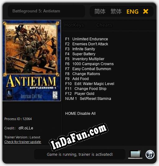 Trainer for Battleground 5: Antietam [v1.0.3]