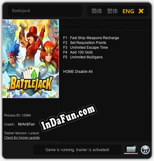 Battlejack: TRAINER AND CHEATS (V1.0.81)