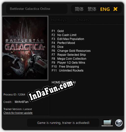 Trainer for Battlestar Galactica Online [v1.0.5]