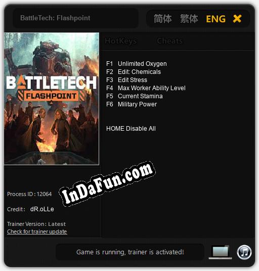 BattleTech: Flashpoint: TRAINER AND CHEATS (V1.0.89)