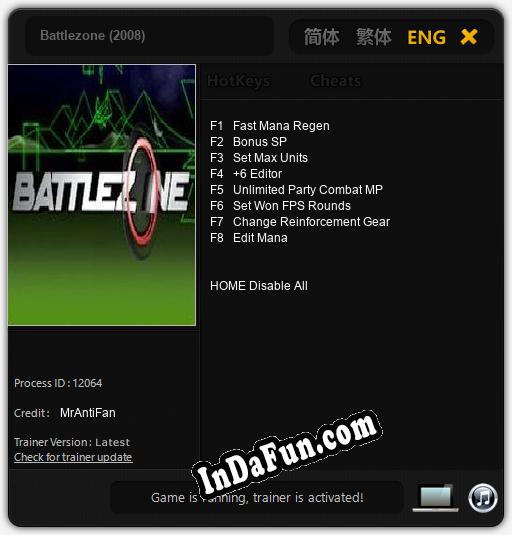 Trainer for Battlezone (2008) [v1.0.1]