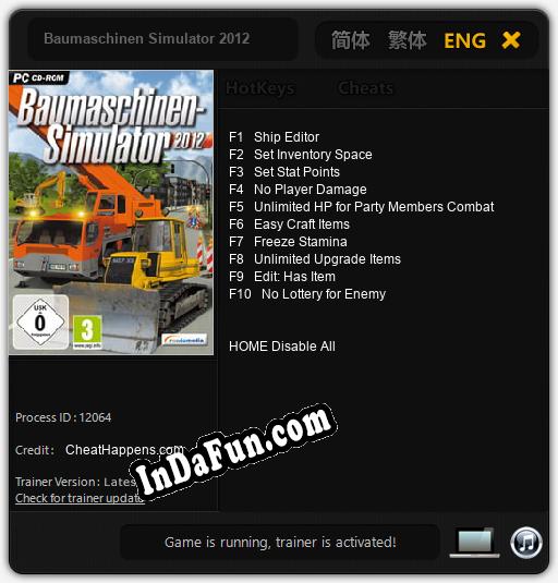 Trainer for Baumaschinen Simulator 2012 [v1.0.1]