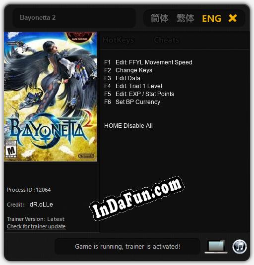 Trainer for Bayonetta 2 [v1.0.7]