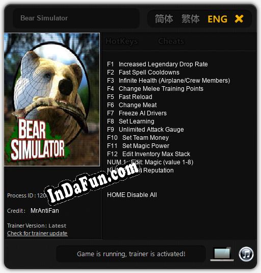 Bear Simulator: TRAINER AND CHEATS (V1.0.62)