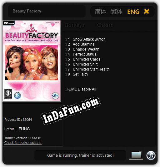 Beauty Factory: Cheats, Trainer +8 [FLiNG]