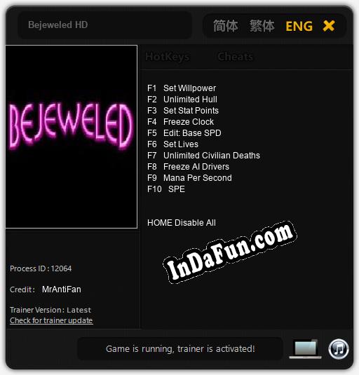 Bejeweled HD: TRAINER AND CHEATS (V1.0.20)