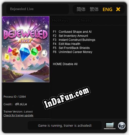 Bejeweled Live: Trainer +6 [v1.8]