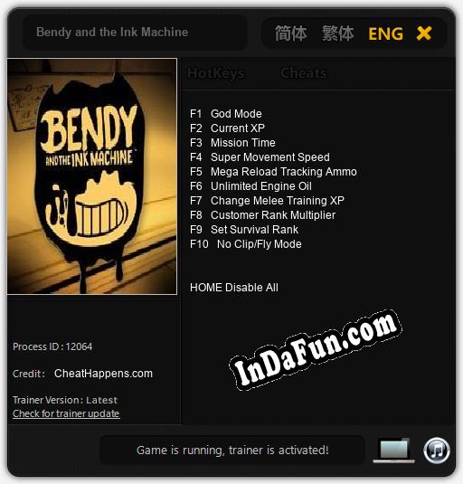 Bendy and the Ink Machine: Trainer +10 [v1.6]