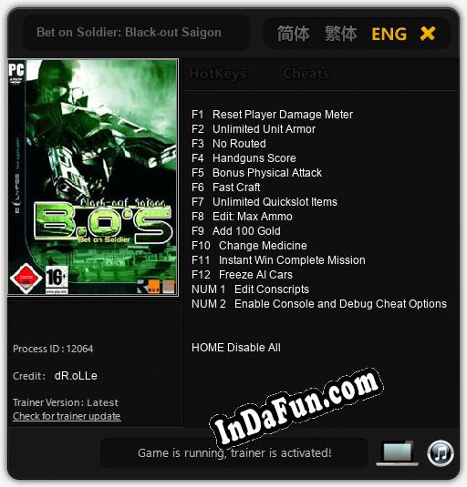 Bet on Soldier: Black-out Saigon: TRAINER AND CHEATS (V1.0.55)