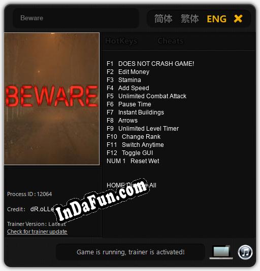 Trainer for Beware [v1.0.5]