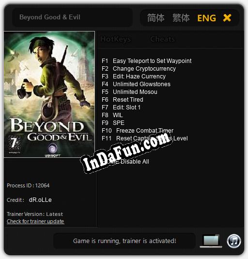 Beyond Good & Evil: Cheats, Trainer +11 [dR.oLLe]