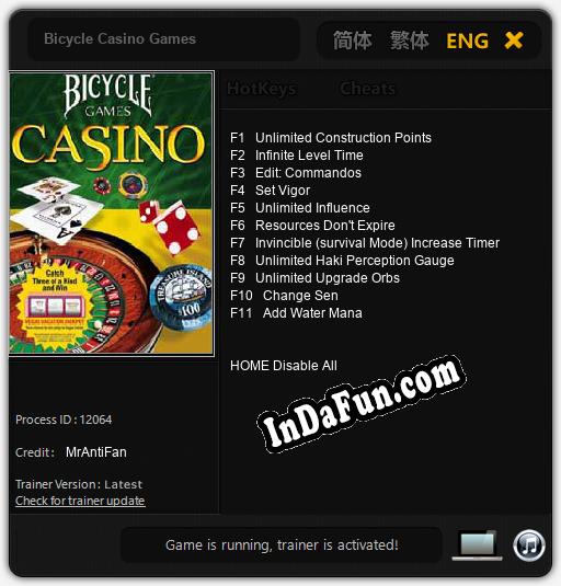 Bicycle Casino Games: TRAINER AND CHEATS (V1.0.98)