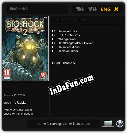 BioShock 2: TRAINER AND CHEATS (V1.0.17)