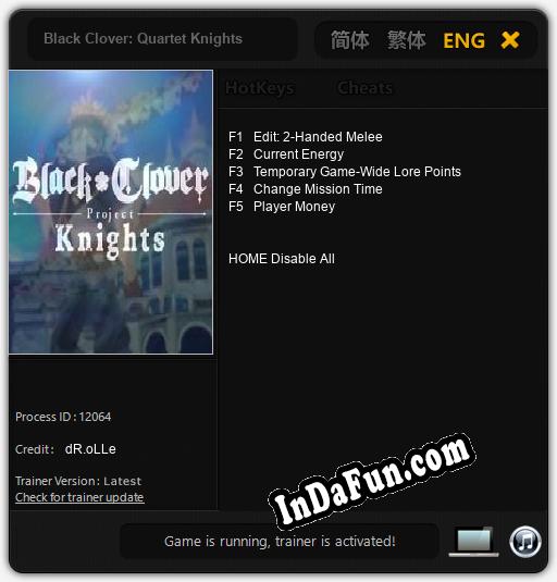 Black Clover: Quartet Knights: TRAINER AND CHEATS (V1.0.60)