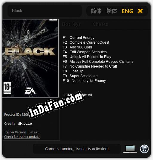 Black: TRAINER AND CHEATS (V1.0.39)