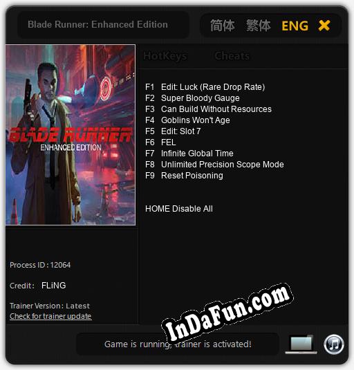 Blade Runner: Enhanced Edition: Cheats, Trainer +9 [FLiNG]
