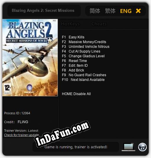Blazing Angels 2: Secret Missions of WWII: TRAINER AND CHEATS (V1.0.11)