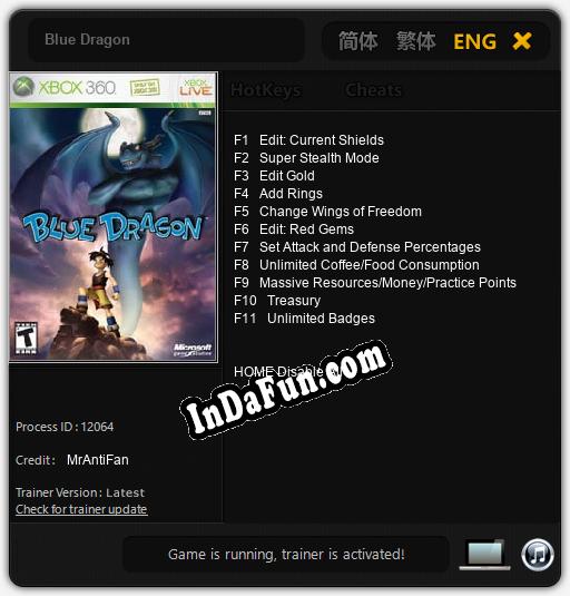 Blue Dragon: TRAINER AND CHEATS (V1.0.96)