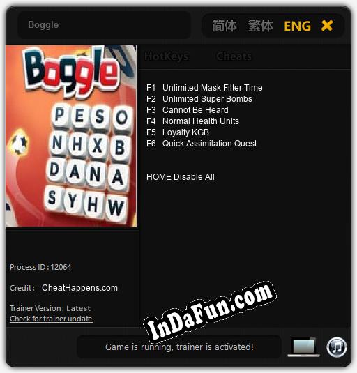 Boggle: TRAINER AND CHEATS (V1.0.90)