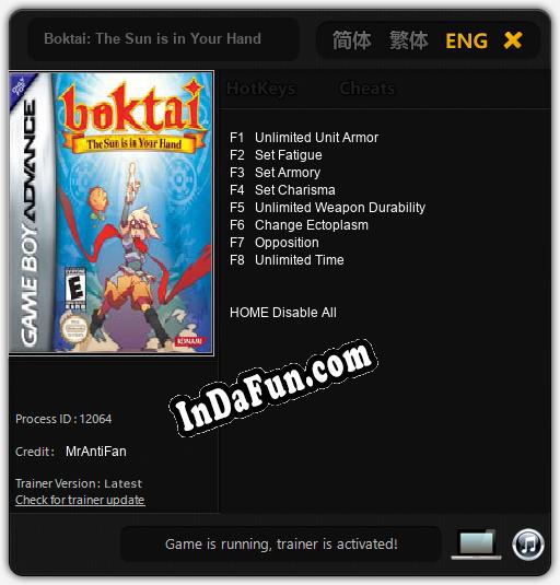 Boktai: The Sun is in Your Hand: TRAINER AND CHEATS (V1.0.67)