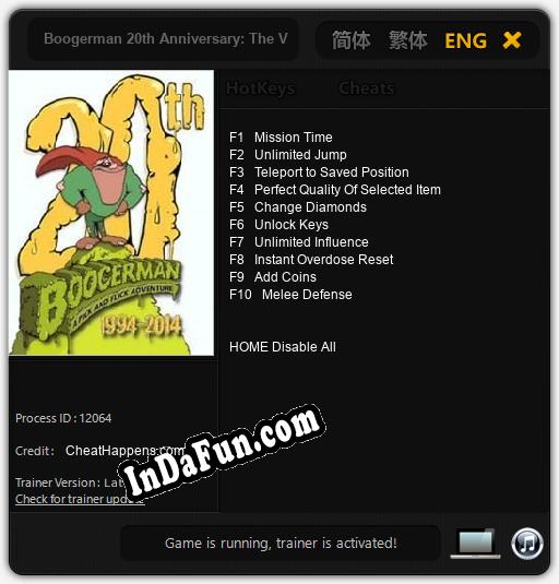 Boogerman 20th Anniversary: The Video Game: TRAINER AND CHEATS (V1.0.71)