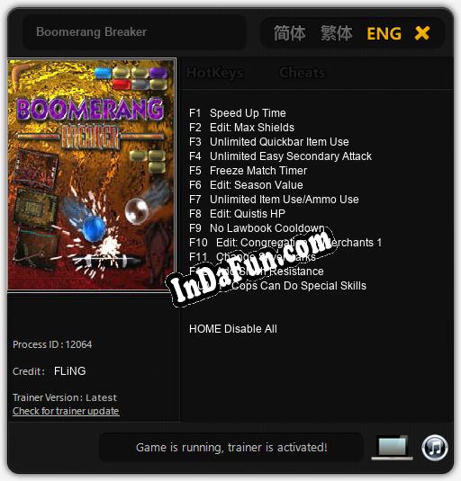 Boomerang Breaker: Cheats, Trainer +13 [FLiNG]