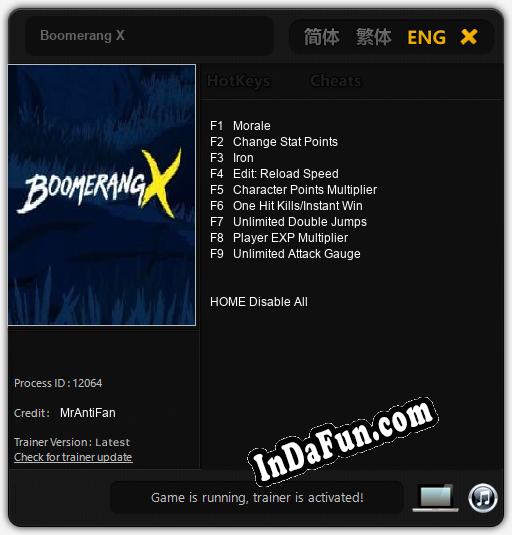 Boomerang X: TRAINER AND CHEATS (V1.0.81)