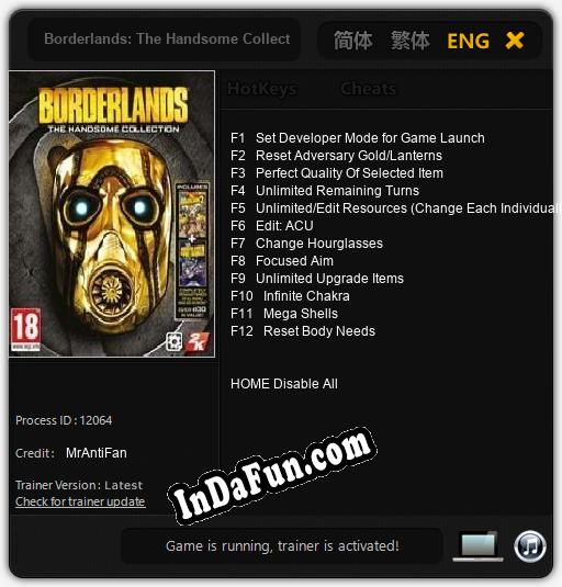 Borderlands: The Handsome Collection: Cheats, Trainer +12 [MrAntiFan]