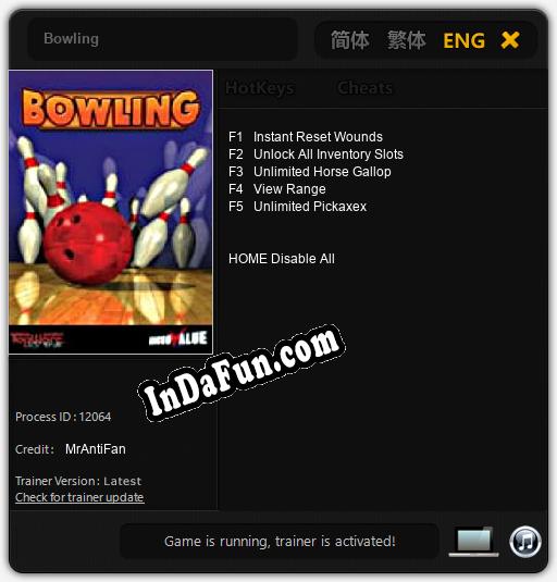 Bowling: TRAINER AND CHEATS (V1.0.18)