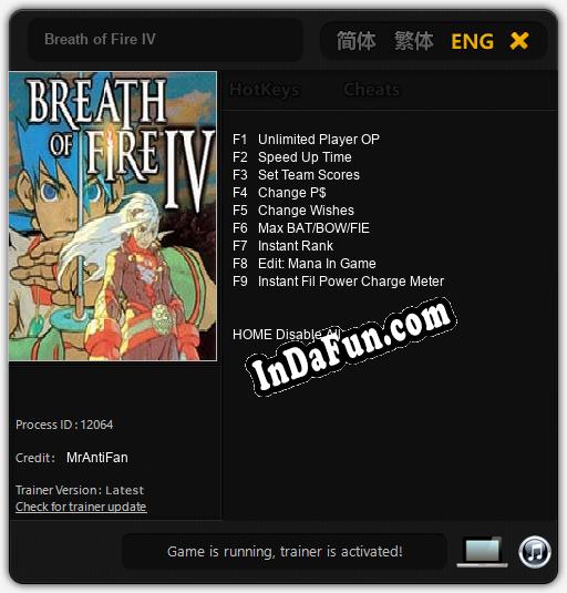 Breath of Fire IV: Trainer +9 [v1.8]