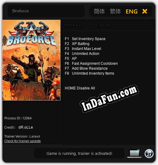 Broforce: TRAINER AND CHEATS (V1.0.47)