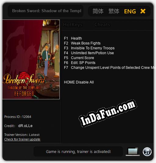 Broken Sword: Shadow of the Templars Reforged: Cheats, Trainer +7 [dR.oLLe]