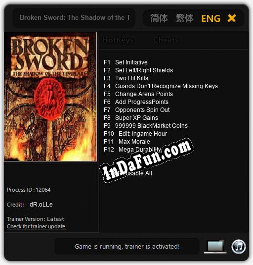 Broken Sword: The Shadow of the Templars: Cheats, Trainer +12 [dR.oLLe]