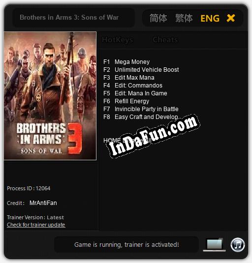 Brothers in Arms 3: Sons of War: TRAINER AND CHEATS (V1.0.28)