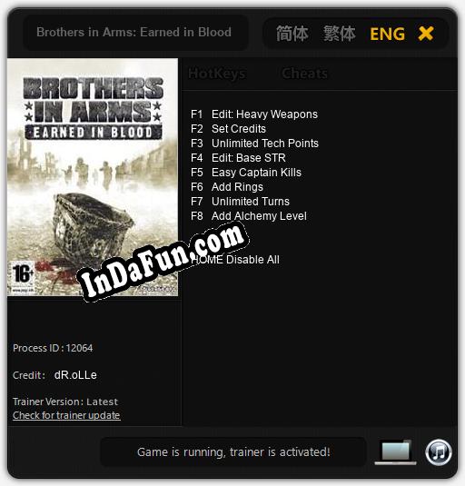 Brothers in Arms: Earned in Blood: TRAINER AND CHEATS (V1.0.31)