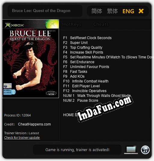 Bruce Lee: Quest of the Dragon: TRAINER AND CHEATS (V1.0.95)