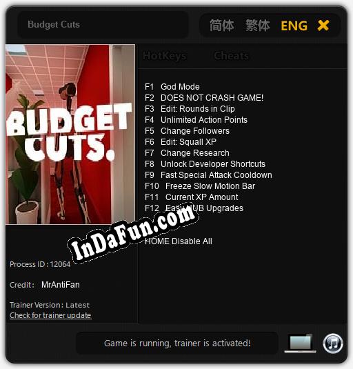 Budget Cuts: Cheats, Trainer +12 [MrAntiFan]