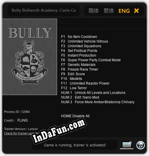 Trainer for Bully Bullworth Academy: Canis Canem Edit [v1.0.5]