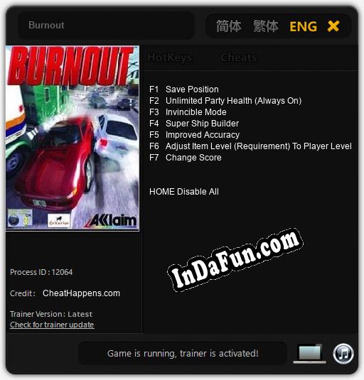 Burnout: TRAINER AND CHEATS (V1.0.41)
