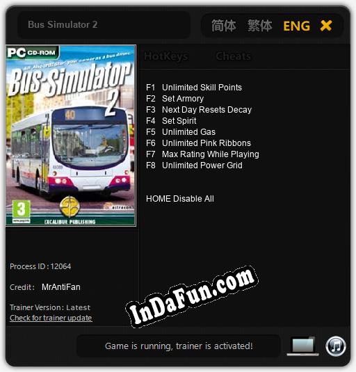 Trainer for Bus Simulator 2 [v1.0.9]