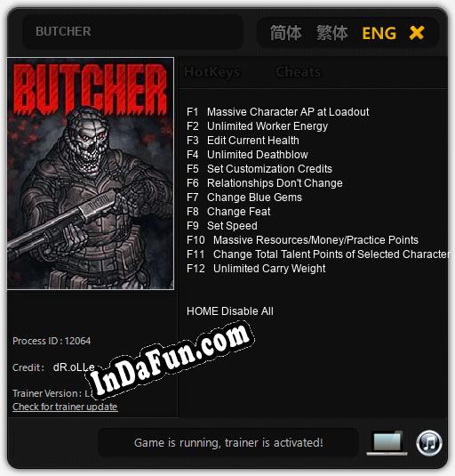 BUTCHER: TRAINER AND CHEATS (V1.0.90)