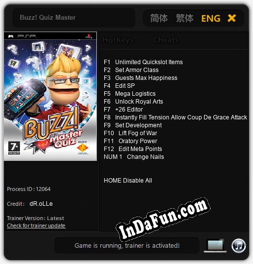 Buzz! Quiz Master: TRAINER AND CHEATS (V1.0.31)