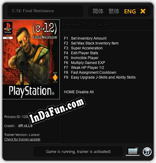 C-12: Final Resistance: TRAINER AND CHEATS (V1.0.10)
