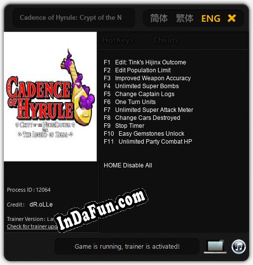 Trainer for Cadence of Hyrule: Crypt of the NecroDancer Featuring The Legend of Zelda [v1.0.3]