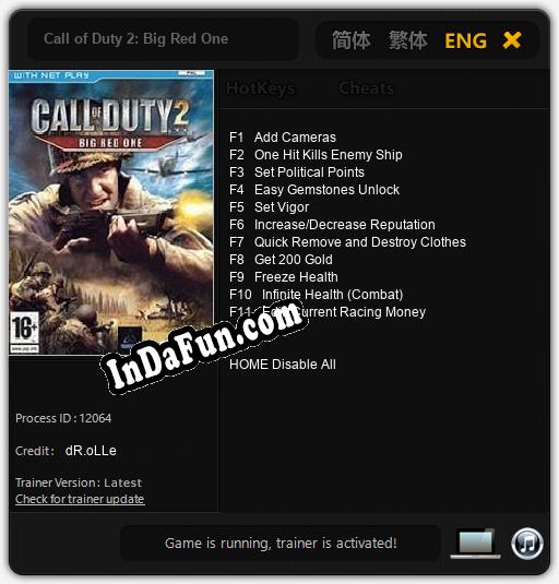 Call of Duty 2: Big Red One: Trainer +11 [v1.9]