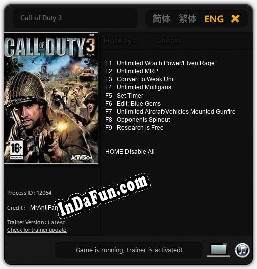 Call of Duty 3: Cheats, Trainer +9 [MrAntiFan]