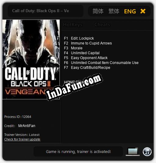 Trainer for Call of Duty: Black Ops II – Vengeance [v1.0.8]