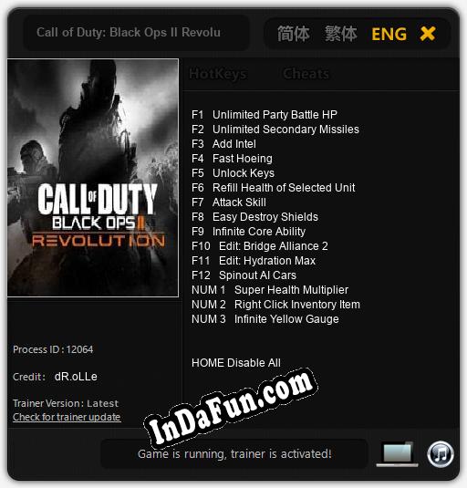 Trainer for Call of Duty: Black Ops II Revolution [v1.0.8]